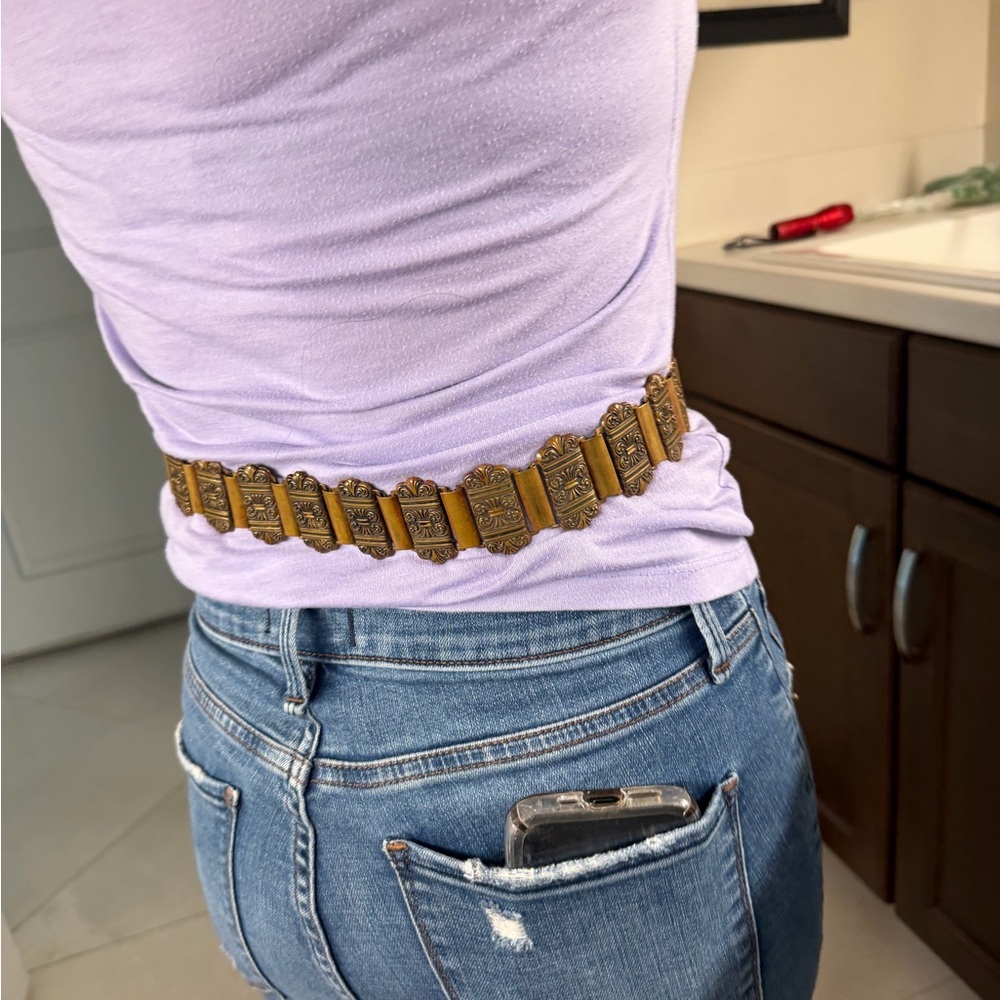 Vintage-Inspired Copper or Brass metal Link Statement Waist Belt